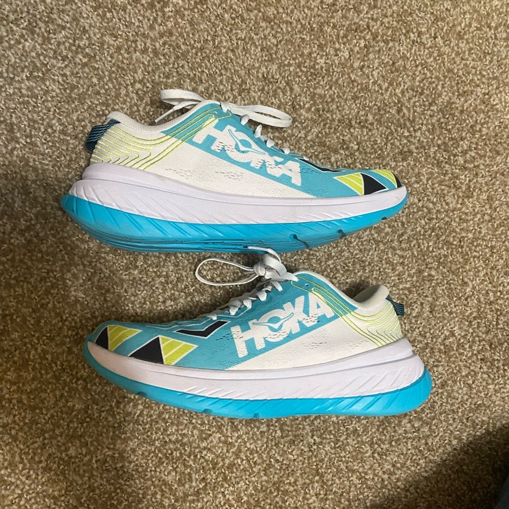 Hoka Blue and White Running Shoes worn once NOT TO RUN wrong size S10M